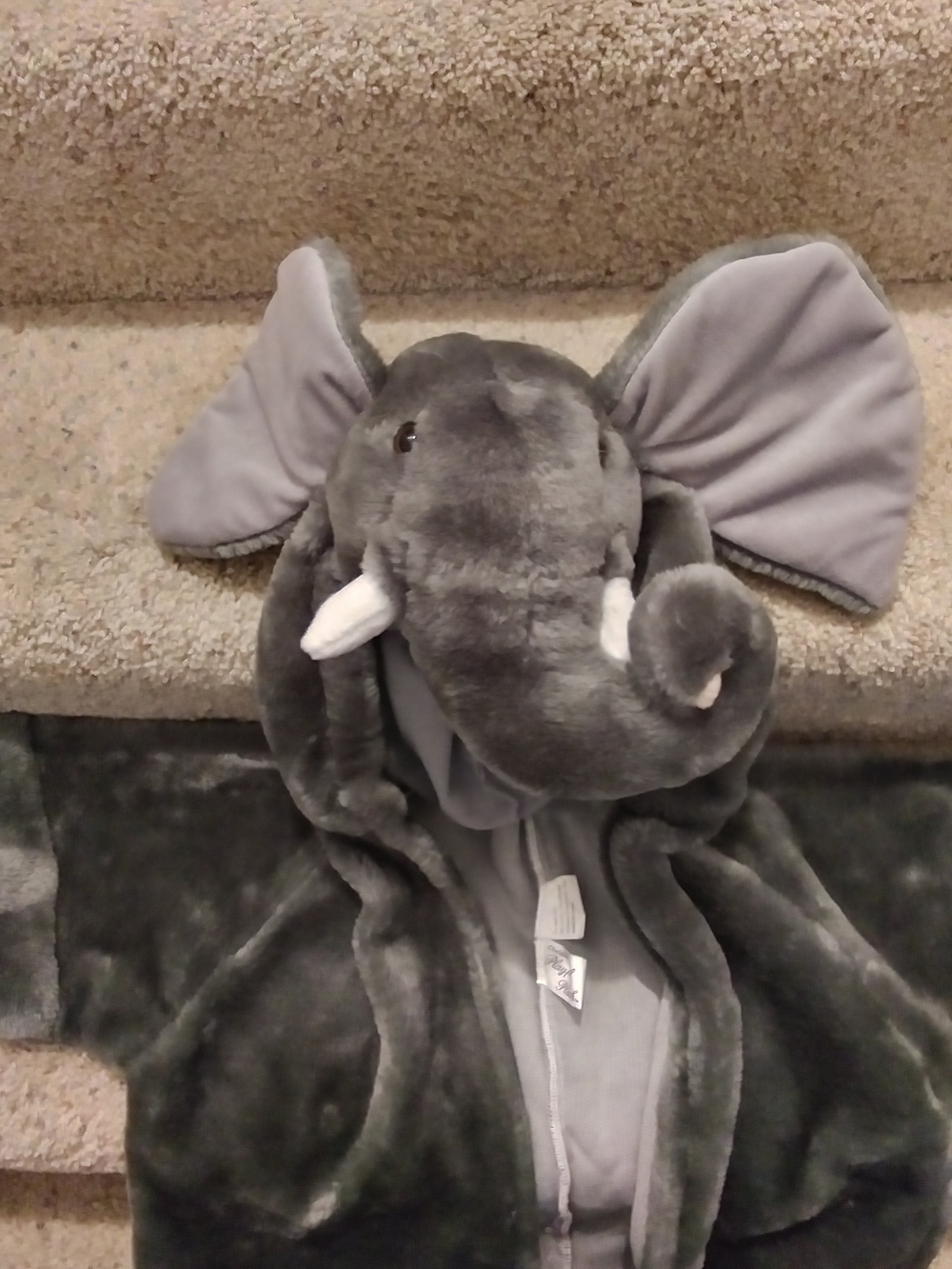 Halloween Costume Plush Grey Elephant Hooded For Kids